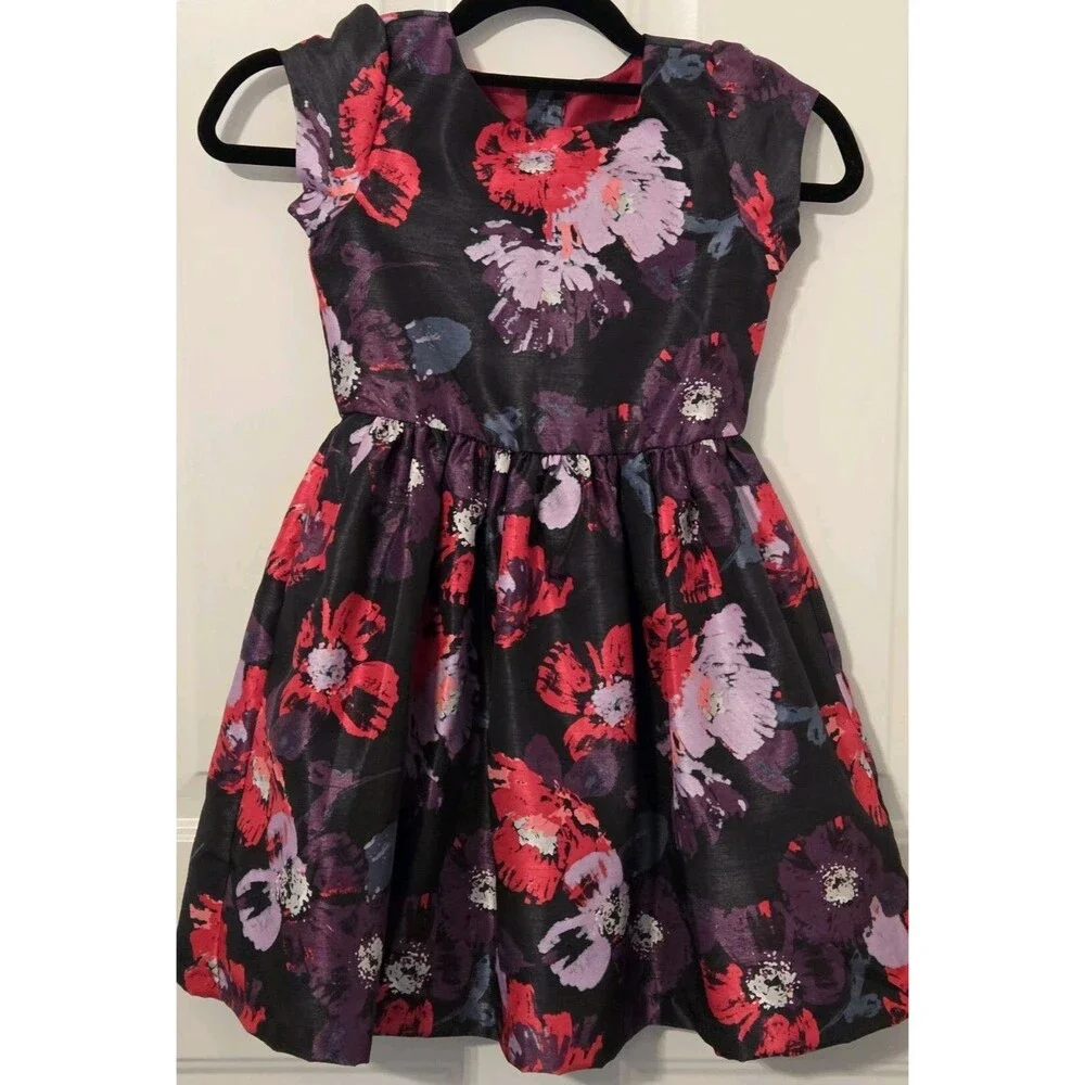 Dressed Up By Gymboree Girl’s Black w/Pink & Purple Flowers - Size 6